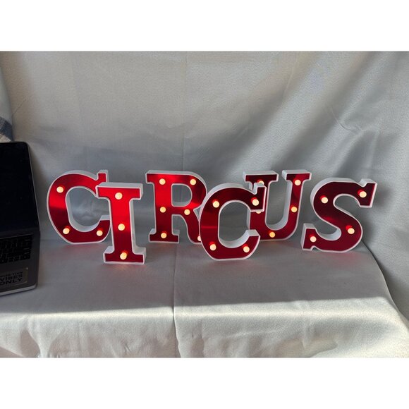 Circus-Themed LED Marquee Light Sign With Red & White Letters Battery Operated D - Picture 2 of 3